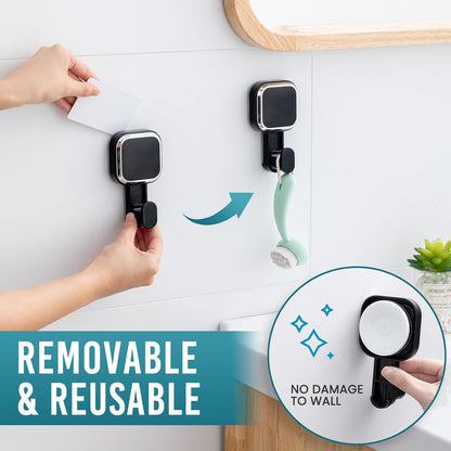 TAILI Suction Cup Razor Holder for Shower Wall 2 Pack, Versatile Suction Cup Hooks for Razor, Towel, Loofah, Squeegee, Cell Phone, Removable Damage-Free Hanging Shower Hook, Shaver Holder, Black