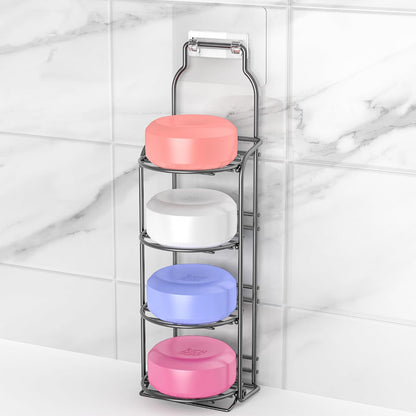 galasily 3-Tier Shower Soap Shampoo Bar Holder, Self Adhesive&Freestanding Draining Soap Caddy for Bathroom Wall Accesories, Apartment Essentials Decor…