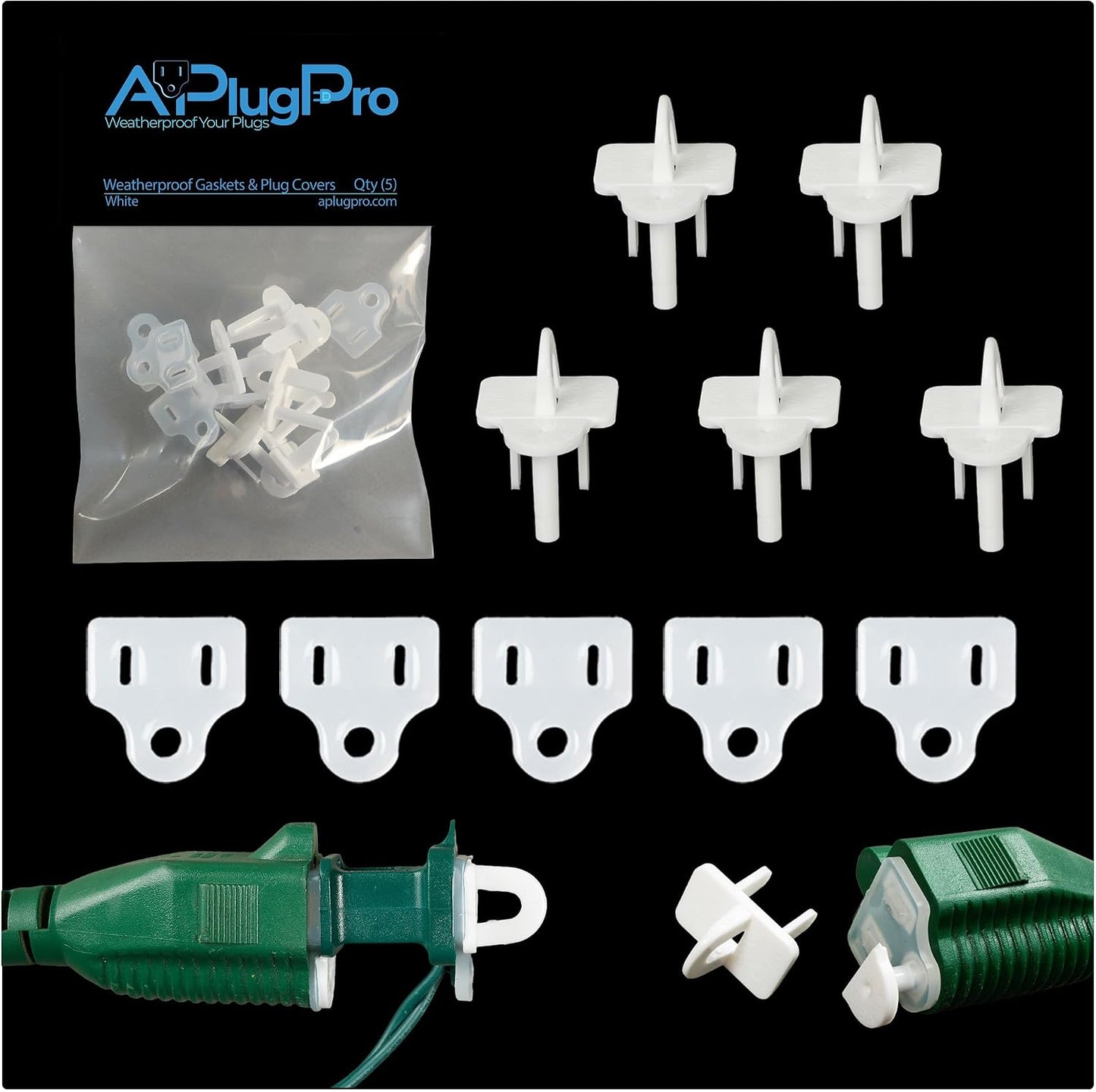 (Set of 10, White0 The Original Weatherproof Gaskets & Plug Covers - Made in USA, Outdoor Waterproof GFCI Protectors, Christmas Light Installation, Extension Cords, Stop GFCIs from Tripping