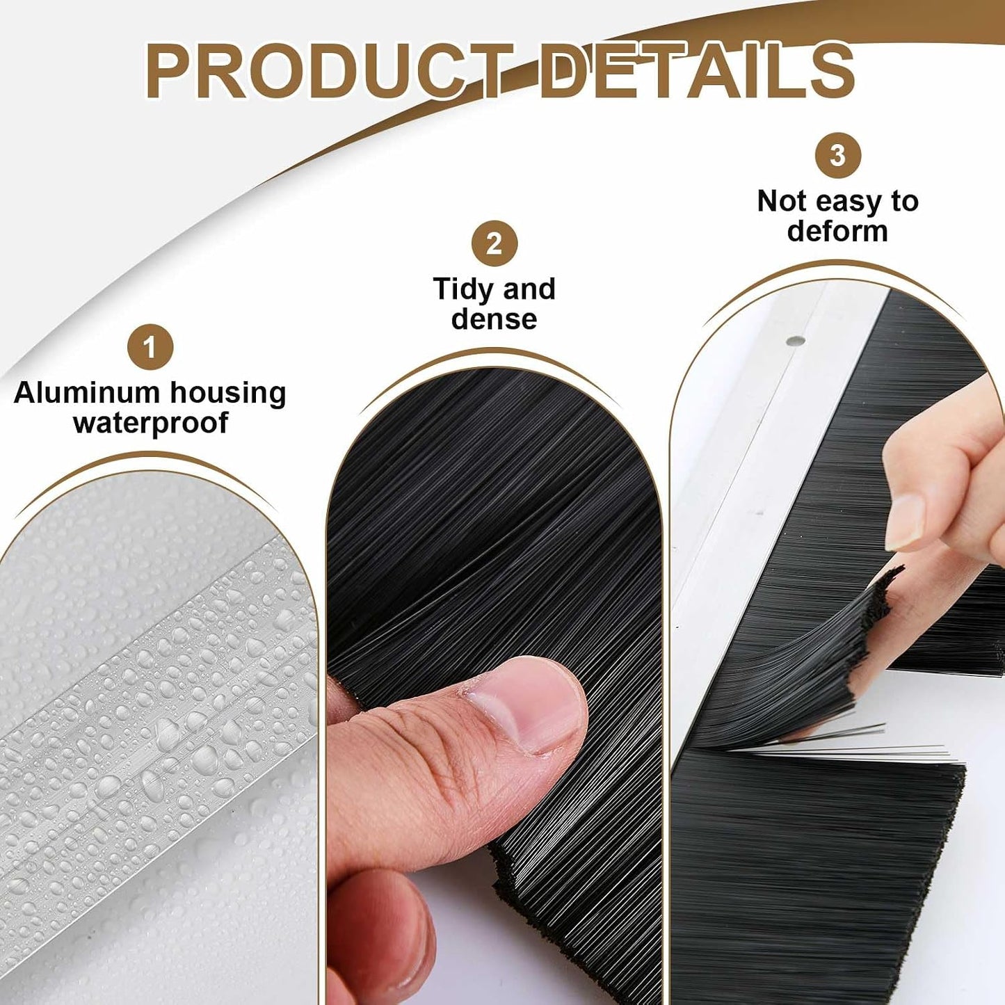 Frienda 2 Set Door Brush Bottom Sweep Brush Weather Stripping Aluminum Door Seal with Screws for Gaps up to 1 Inch, for Home, Commercial Gate, Fill Gaps Dust, Debris (1 x 36 Inch,Gray)