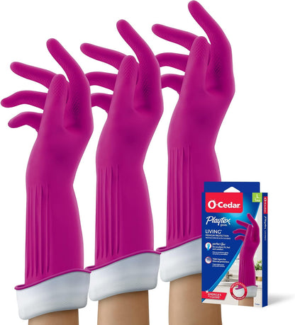 Playtex Living Reuseable Rubber Cleaning Gloves, Premium Protection (Large, Pairs - 2) Color may vary