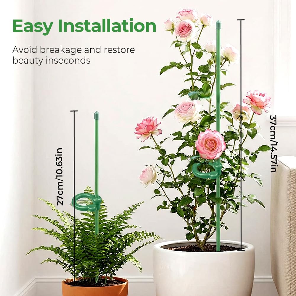 Adjustable Plant Support Stakes with Clips for Tomato and Flower | Garden Plant Support Sticks 10.6/14.6in, Monstera Plant Support, Plant Holder for Indoor Outdoor Plants Vegetable