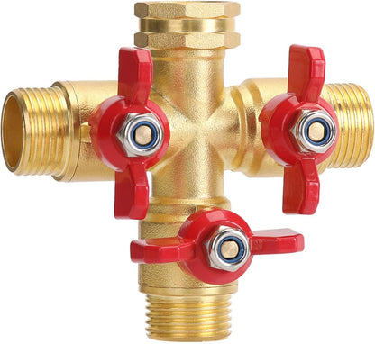 BoArt Brass Garden Hose Splitter 2 Way Heavy Duty, Y Valve Hose Splitter With Stainless Steel Long Handle, 3/4" GHT Thread Y Valve Water Garden Hose Tap Adapter