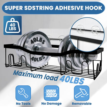 18 Pack Shower Caddy Adhesive Replacement, Shower Shelf Strong Adhesive Hooks, No Drilling, Transparent WaterProof Strips for Bathroom Shelves & Kitchen Racks