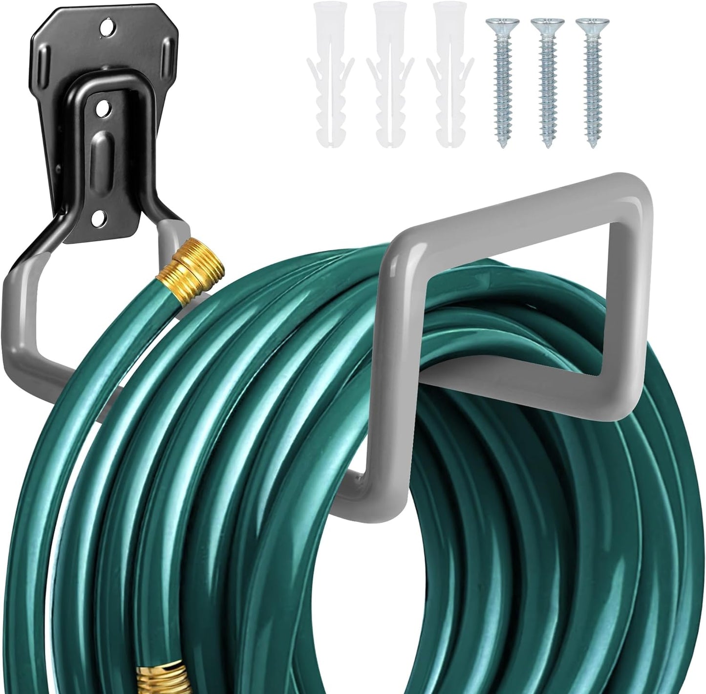 PeoMev 2pcs Heavy Duty Hose Hanger Garden Hose Storage Black Water Hose Holders for Outside Wall Mount Garden Hose Reel Hose Stand