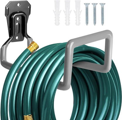 PeoMev 2pcs Heavy Duty Hose Hanger Garden Hose Storage Black Water Hose Holders for Outside Wall Mount Garden Hose Reel Hose Stand