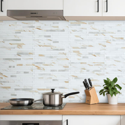 AULIGET 20 Sheets Peel and Stick Backsplash, Black & Grey Wood Look PVC Mixed Metal Stick on Backsplash Tiles for Kitchen