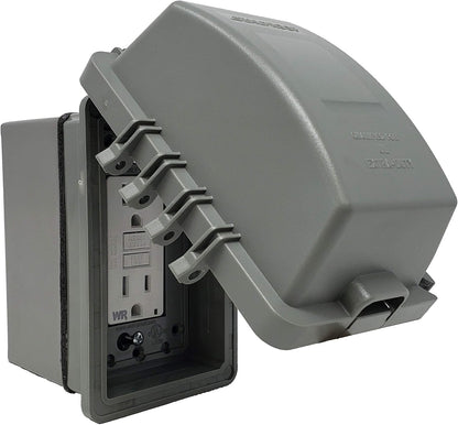 Sealproof 1-Gang Weatherproof In Use Outlet Cover | Horizontal/Vertical Outdoor Plug and Receptacle Protector, Lockable Bubble Cover, UL Extra Duty Compliant, 18 Configurations, Gray