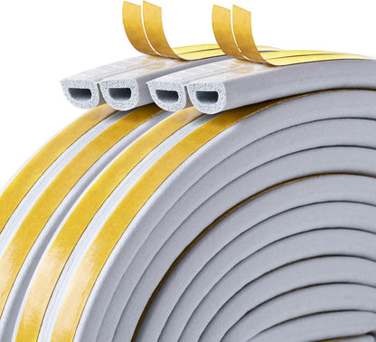 CloudBuyer Door Weather Stripping, Soundproof Insulation Seal Strip for Windows with Self-Adhesive Protection (White, 33Ft)