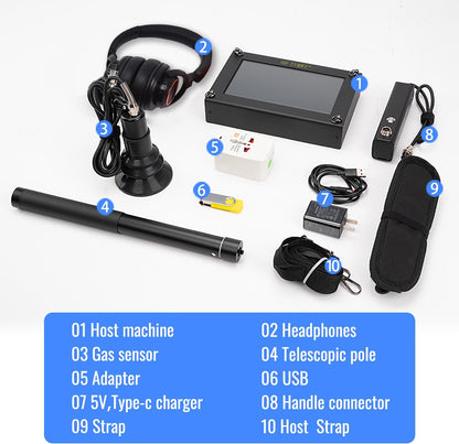 Al Water Leak Detector, Indoor Wall/Ground Under Slab Pipe Leak - TYM-3A | 2 Sensors, 0.5m/1.64ft, 100Hz-8000Hz, 15 Hours