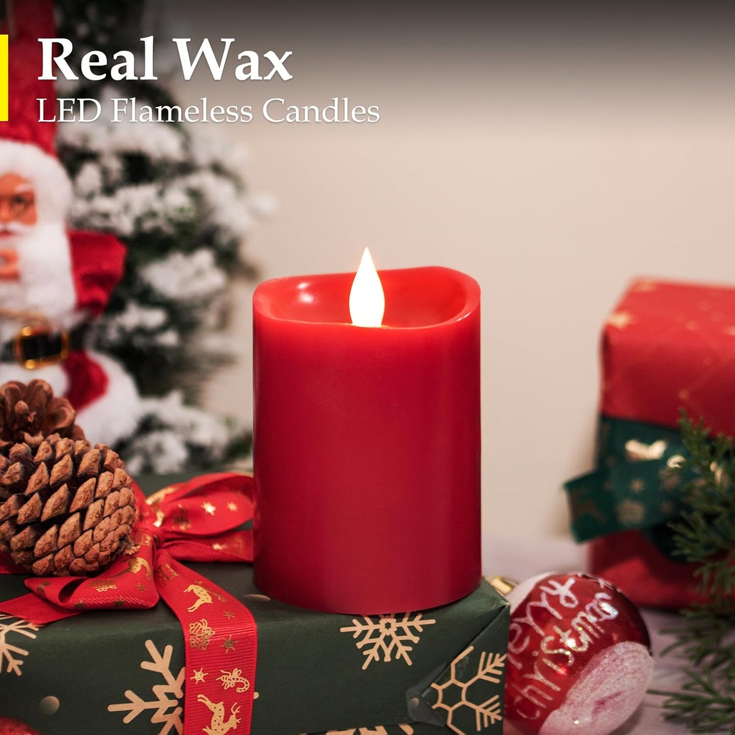 3"x4" Flickering Flameless Battery Candles with Timer, White Realistic LED Pillar Candles, Set of 2 Large Remote-Operated Candles for Home Indoor/Outdoor & Holiday Decor