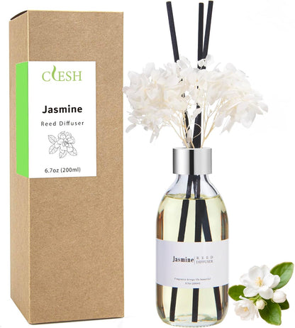 Clesh Reed Diffuser Set, 6.7 oz Eucalyptus Scented Diffuser with Sticks, Home Fragrance Reed Diffuser for Bathroom Shelf Decor