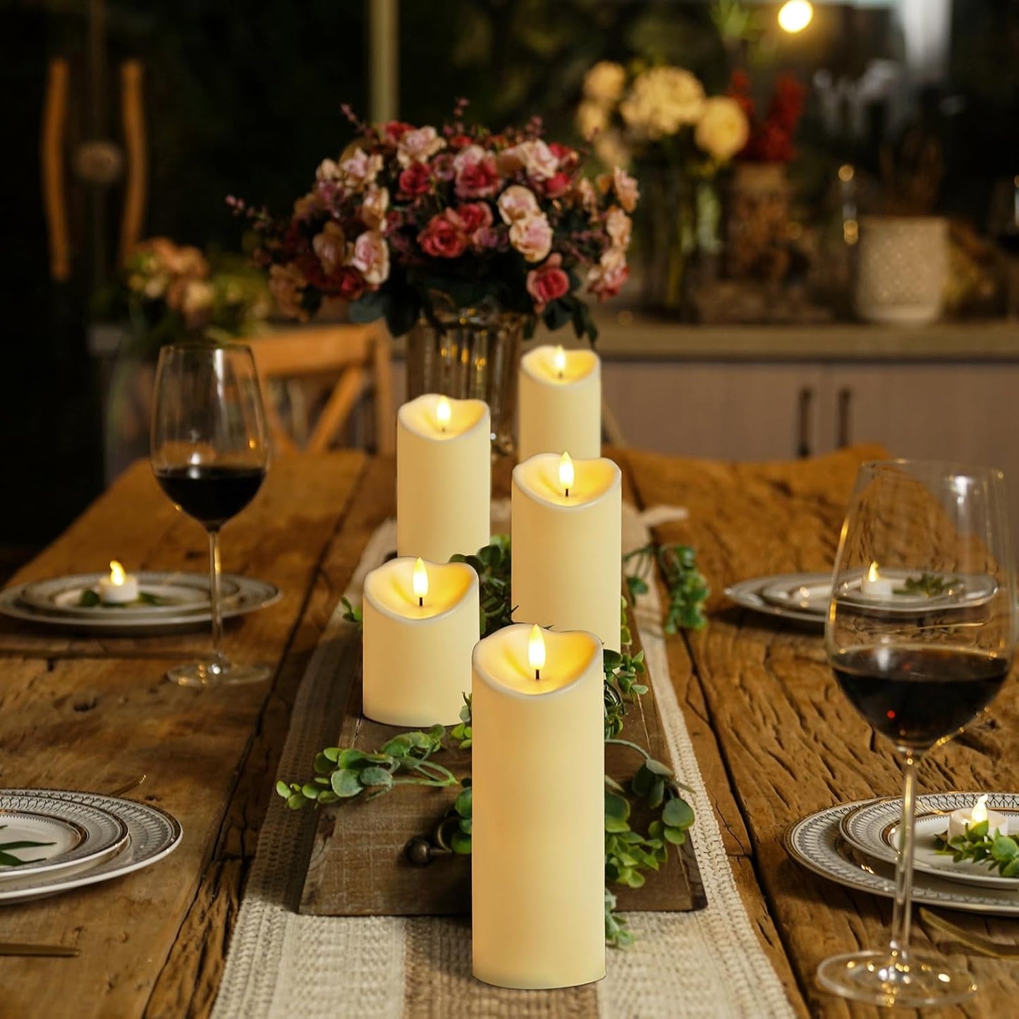 Homemory Dripping Wax Flameless Candles, Battery Operated Candles with Remote Control and Timers, LED Pillar Candles, Electric Fake Candles, 3" x 6", Set of 2