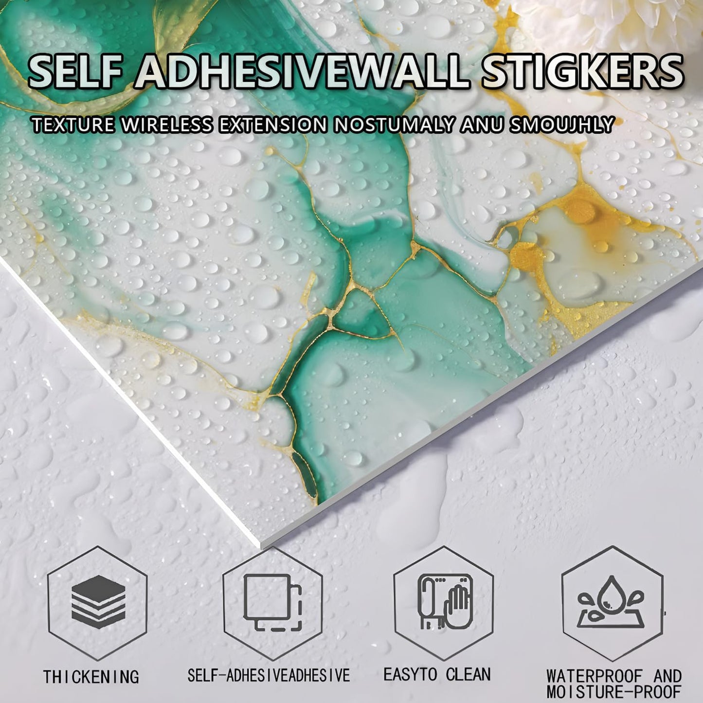 10pcs Peel and Stick Tile Shower Waterproof Marble Tiles Wall Panels, 11.8"x11.8" Self-Adhesive Backsplash Tile, PVC Wall Panels Shower Tiles for Home Bathroom, Kitchen, Living Room Blue