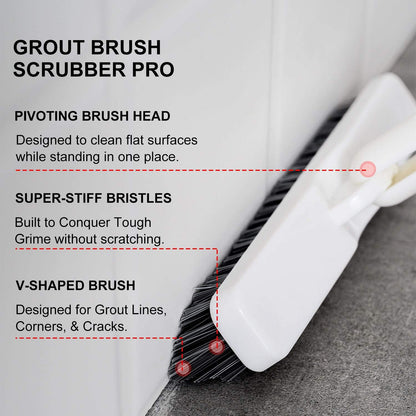 Grout Brush Scrubber with 51.2" Long Extendable Telescopic Handle Cleaning Brush with V-Shaped Bristles Built Scrub Brush Perfect for Bathroom,Kitchen,Tub,Tile,Hard-to-Reach Corners