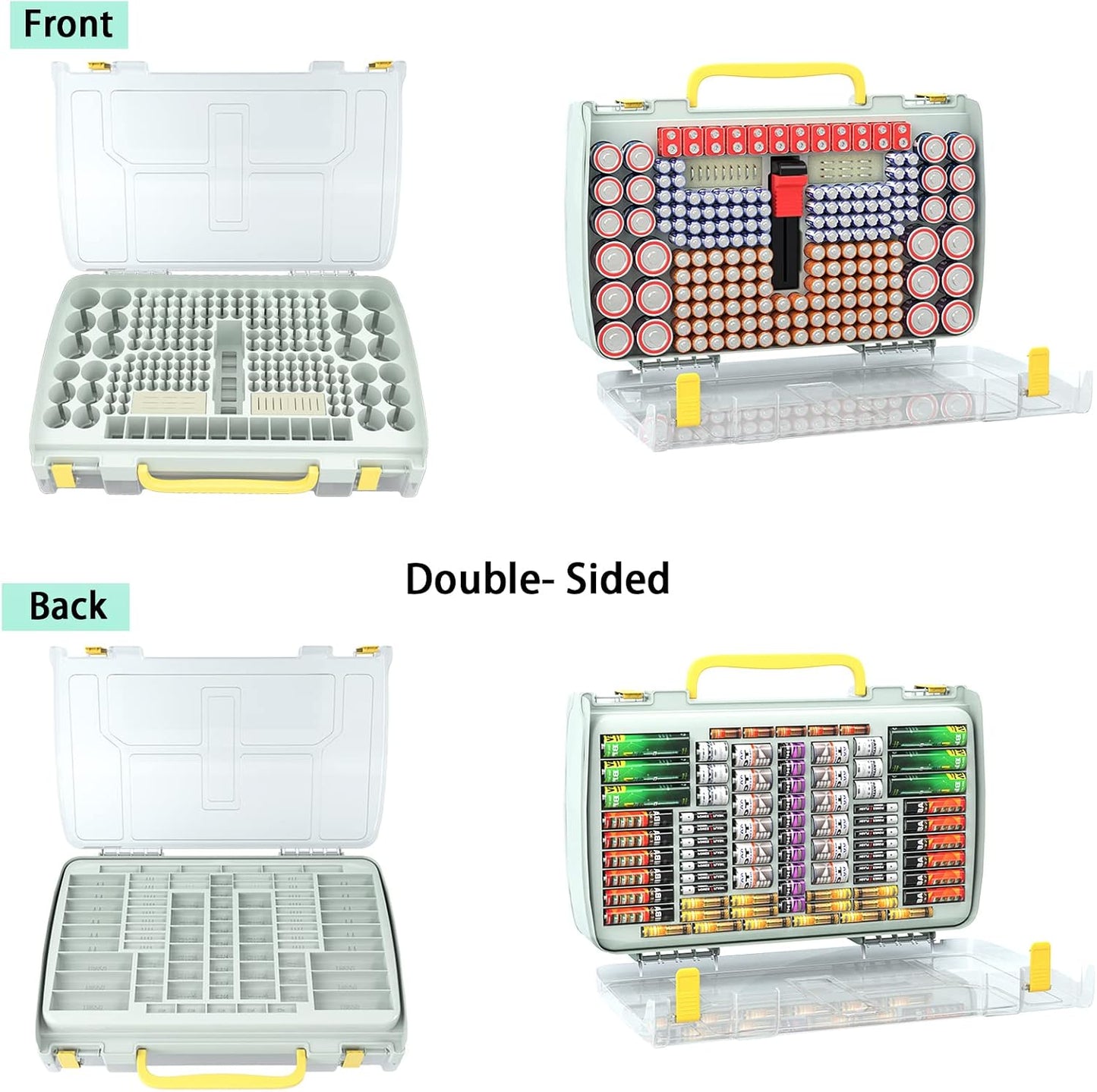 ALCYON 269+ Battery Organizer Case with Tester, Double-Sided Storage-Blue | Clear Rigid Shell and Dedicated Slots Keep Batteries Visible, Separated and Secure for Home, Office or Workshop,Case Only