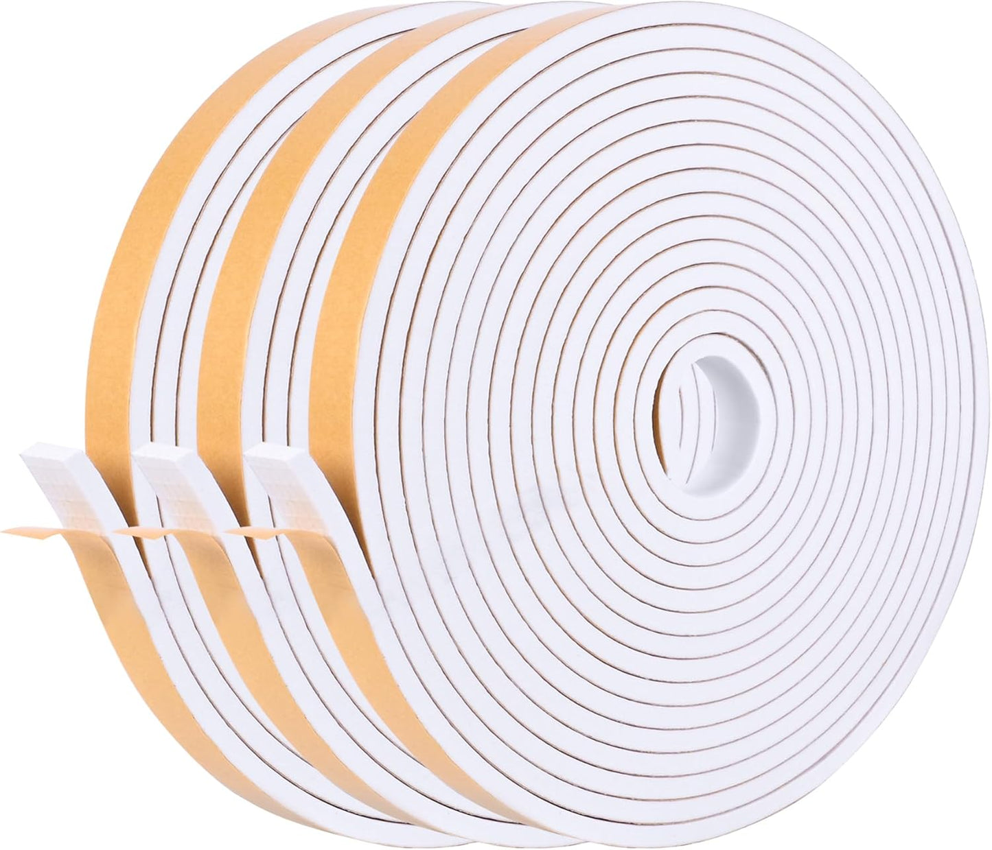Self Adhesive Foam Tape Weatherstrip 1/2in x 1/4in x 42Ft High Density Foam Insulation Strips Foam Seal Weather Stripping with Strong Adhesive for Door and Window Sound Isolation Soundproofing, White