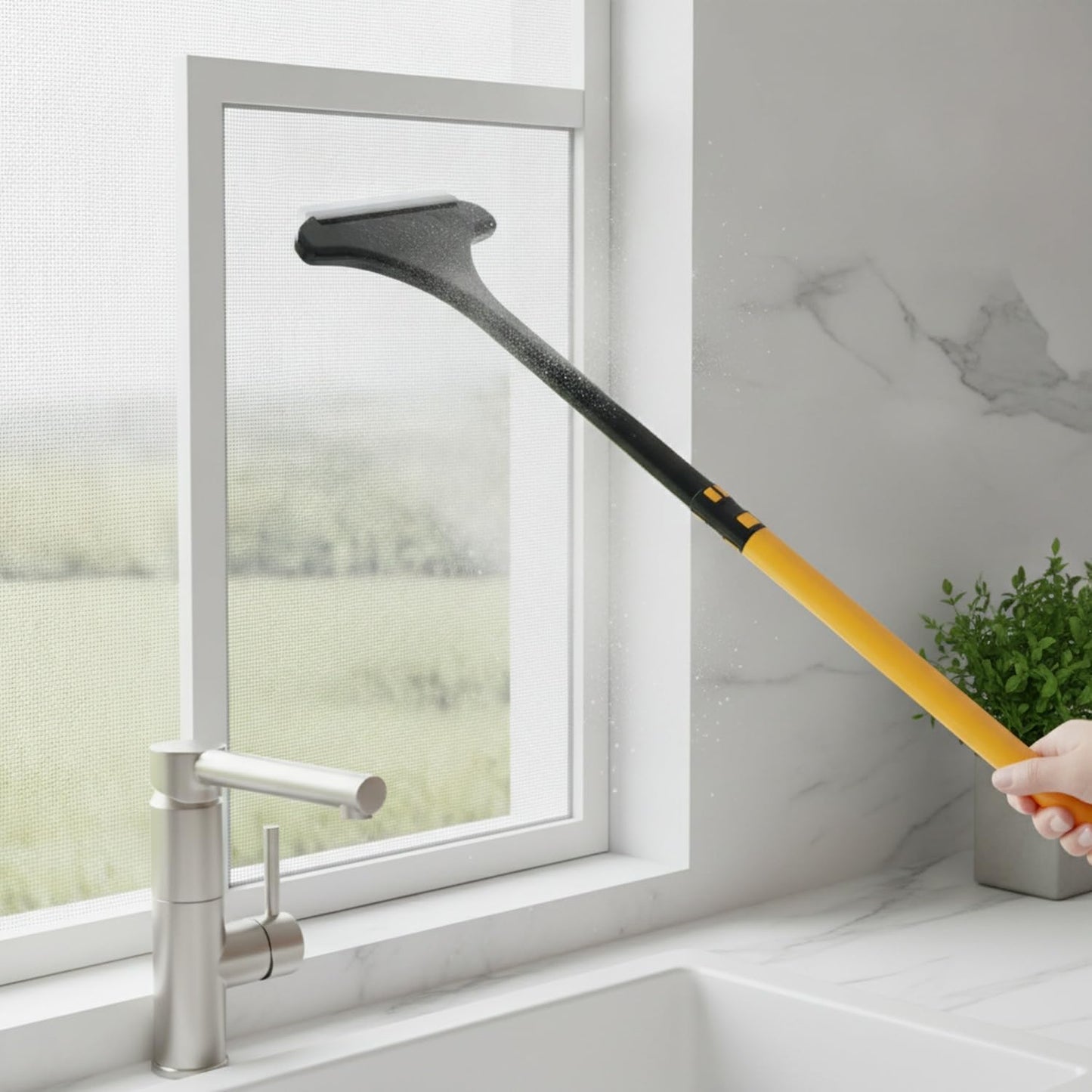 Versatile Double-Sided Screen & Glass Cleaning Brush, Multipurpose Mesh Tool for Fixed Windows, Durable PP Plastic