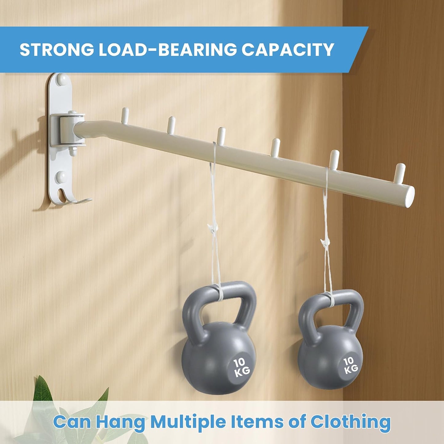 Mooche Swing Clothes Hanger Rack, Garment Racks Folding Clothes Bar Wall Mounted, 180°Rotation Laundry Drying Rack 304 Stainless Steel Space Saving for Laundry Room Bedroom Balcony, 9.45" Long