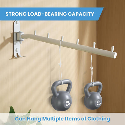 Mooche Swing Clothes Hanger Rack, Garment Racks Folding Clothes Bar Wall Mounted, 180°Rotation Laundry Drying Rack 304 Stainless Steel Space Saving for Laundry Room Bedroom Balcony, 9.45" Long