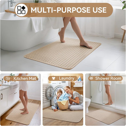 YDKGL Bathroom Rugs Non Slip, Super Absorbent Quick Dry Bath Mats for Bathroom, Foam Weave Texture Thin Bath Rugs Washable with Rubber Backing Fit Under Door Outside Shower,16" x 24“