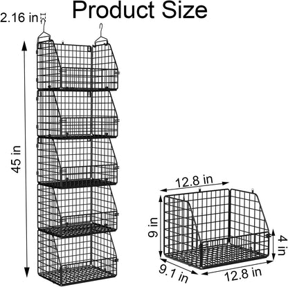 PUPPYCUTE Larger & Deeper Hanging Storage Basket, Closet Organizers and Storage, Hanging Shelves Wire Baskets for Clothing Sweaters Purse Handbags Shoes Black 3 Tier