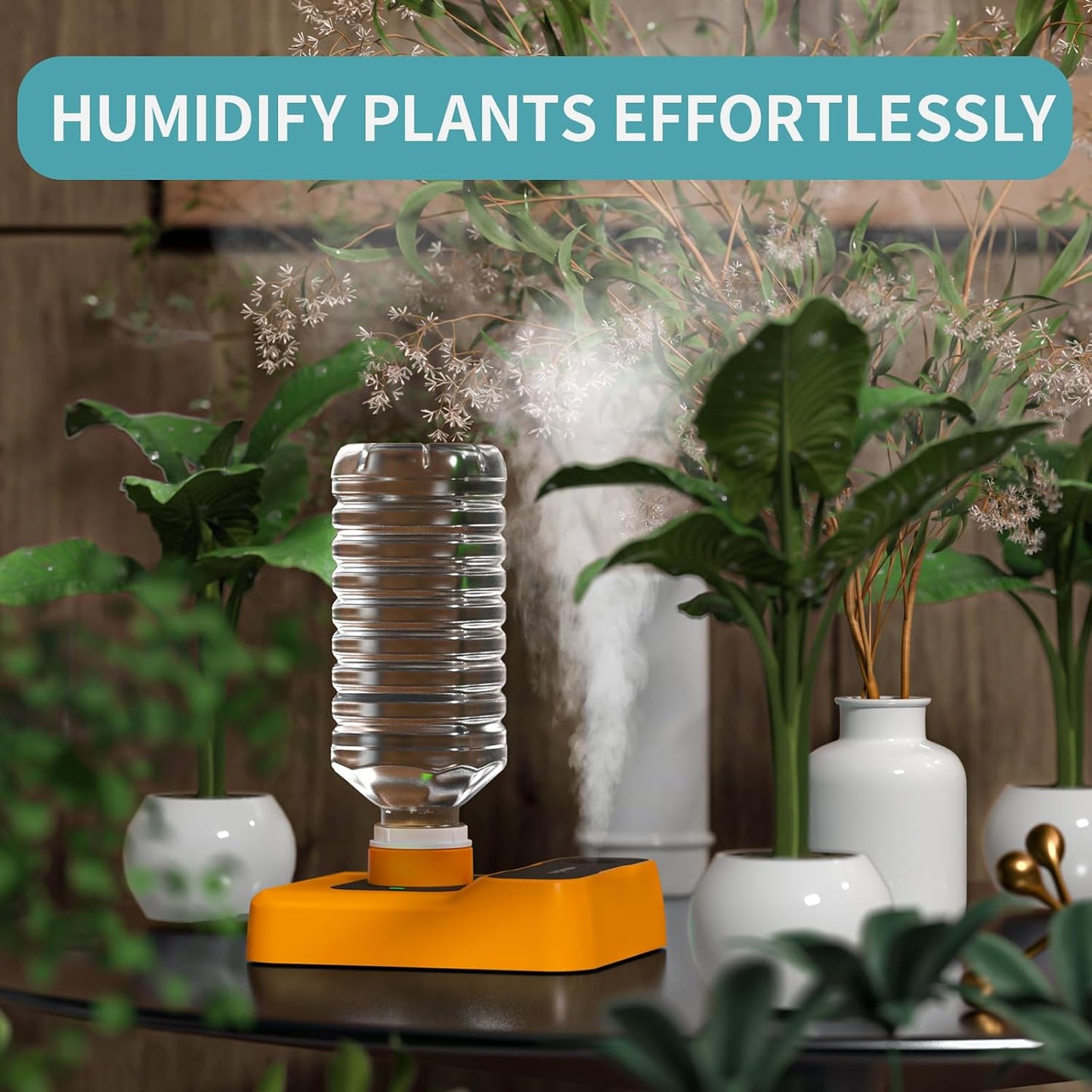 Travel Humidifier, Portable Small Humidifier for Plants, Bedroom, Office, Hotel or Car, Battery Operated Mini Cool Mist Humidifiers, Quiet 23dB, Auto-off, Night Light & BPA-Free, White