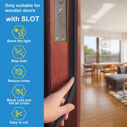 40FT Kerf V‑Shaped Weather Stripping Door Seal, Press‑in Seal for Pre‑Cut Slot Doors, Not Self‑Adhesive, Soundproof Draft Blocker for Exterior Front Doors, Fits Large Gaps, Easy DIY Install (White)