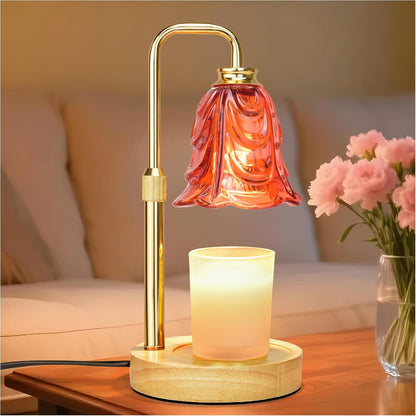 Candle Warmer Lamp with Timer Dimmer, Adjustable Height Pink Tulip Candle Wax Warmer, Christmas Birthday Gift for Mom Women,House Warming Gifts for New Home Bedroom Decor,Flower Pink