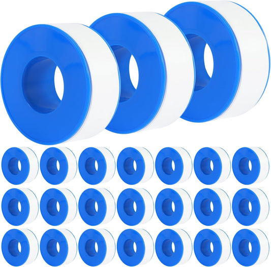 24Pcs Plumbing Tape Waterproof PTFE Tape Plumber Pipe Tape Pipe Thread Sealing Tape Water Hose Tape for Shower Head Pipe 0.79inch Wide 590.55inch Long