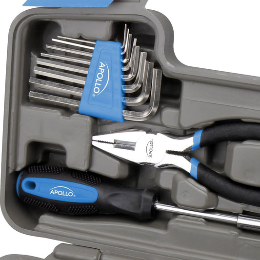 Apollo Tools Original 39 Piece General Household Tool Set in Toolbox Storage Case with Essential Hand Tools for Everyday Home Repairs, DIY and Crafts Red/Black - DT9706