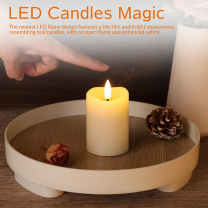 Ivory Flameless Votive Candles with Remote Batteries, Small 2x3 inch LED Wax Pillar Candles Flickering Set of 6