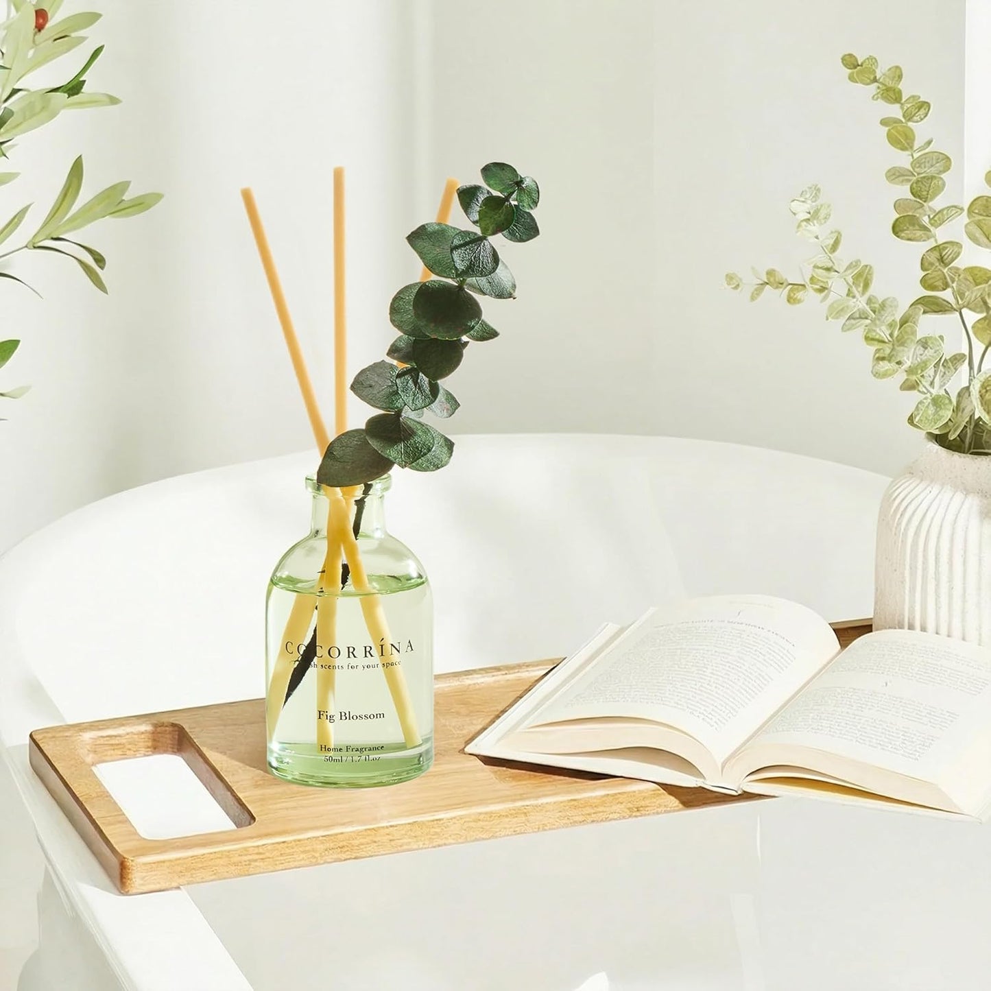 COCORRÍNA Eucalyptus Reed Diffuser Set of 3 - Eucalyptus & Moss, Clean Linen, Ocean Mist Scents, 1.7 fl oz Each, Total 5.1 oz, Scented Oil Diffusers for Home & Office