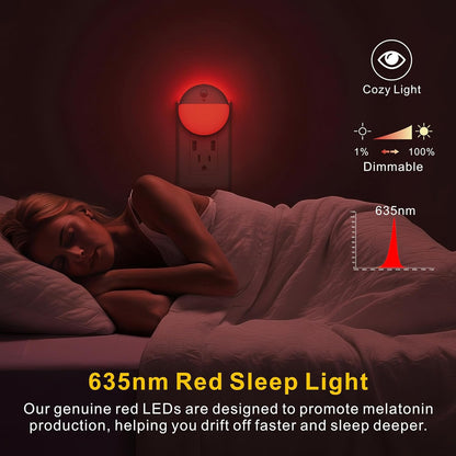YUNLEX 2 Pack Plug in Night Light with Motion Sensor and Dusk to Dawn Sensor, Stepless Dimming, Warm White LED Nightlight with 3 Lighting Ways for Bathroom, Bedroom, Kitchen, for Kids, Adults