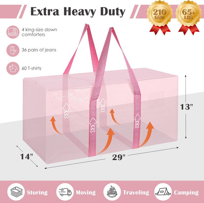 6 Pack Moving Bags Heavy Duty 210GSM with Full-Open Side Zipper, 93L 220lbs Waterproof Foldable Storage Totes for College Dorm Move-In, Moving Boxes Alternative & Home Organization, Blue