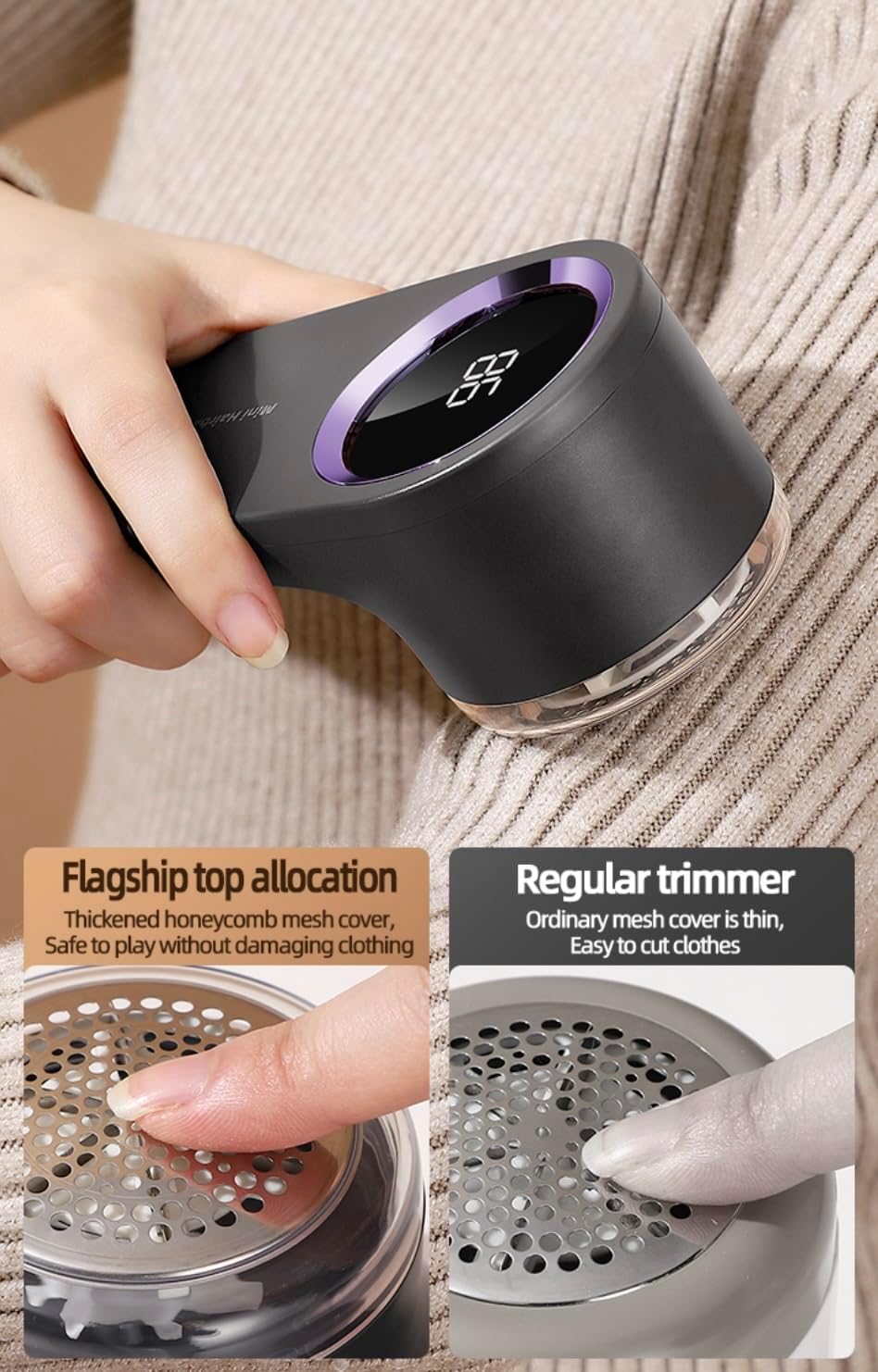 Rechargeable Fabric Shaver, Electric Lint Remover for Clothes, Lint Shaver for Clothing & Furniture, Sweater Shaver & Pill Remover, Depiller Effectively Remove Couch Pills, Lint Balls, Fuzz