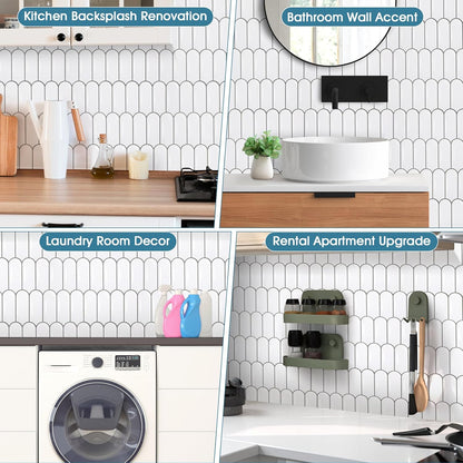 20 Sheets Peel and Stick Tile Backsplash - Waterproof & Removable Self Adhesive Wall Tiles with Realistic Tile Look for Kitchen, Bathroom, RV (12x12 Inch)