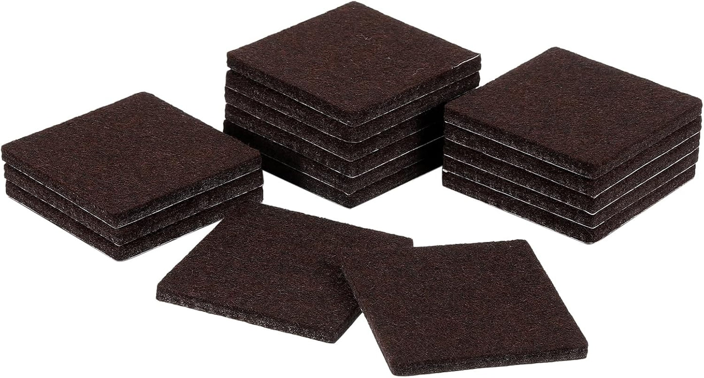 uxcell Furniture Pads, 16Pcs 2.5" - Square Self Adhesive Felt Furniture Pads, Floor Protectors for Furniture Feet Chairs Legs Hardwood Floors (Brown)