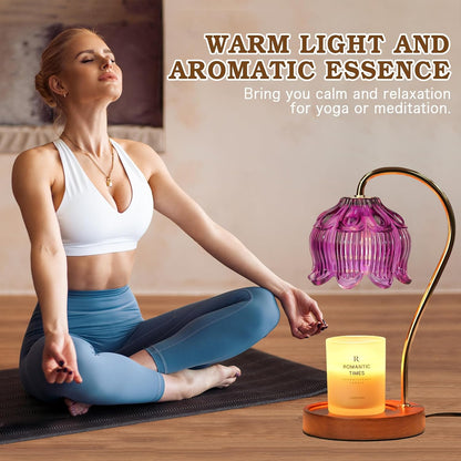 Funistree Flower Candle Warmer Lamp with Timer, Dimmable Candle Lamp Warmer, Christmas Birthday Gifts for Women Mom Her, Housewarming Home Decor, Lotus Wax Warmer for Yankee Candles - Lily Amber
