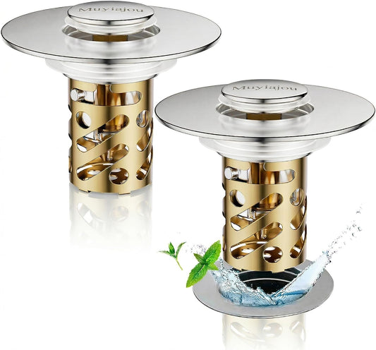 1.1"-2.36" Bathroom Stopper Stainless Steel Hair Catcher Silver 1 Pack | pop-up stopper with detachable hair filter, rustproof, easy clean & install, blocks hair to stop drain clogs
