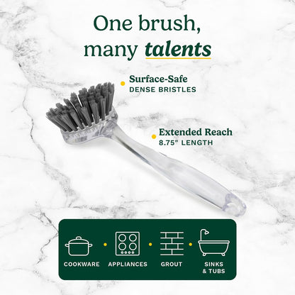 Cuisinart Dish Brush with Handle 2 Pack – Kitchen Scrub Brush for Dishes, Pots & Pans, Non-Scratch Dish Scrubber, Firm Bristles for Sink & Cookware, Comfortable Grip for Everyday Cleaning