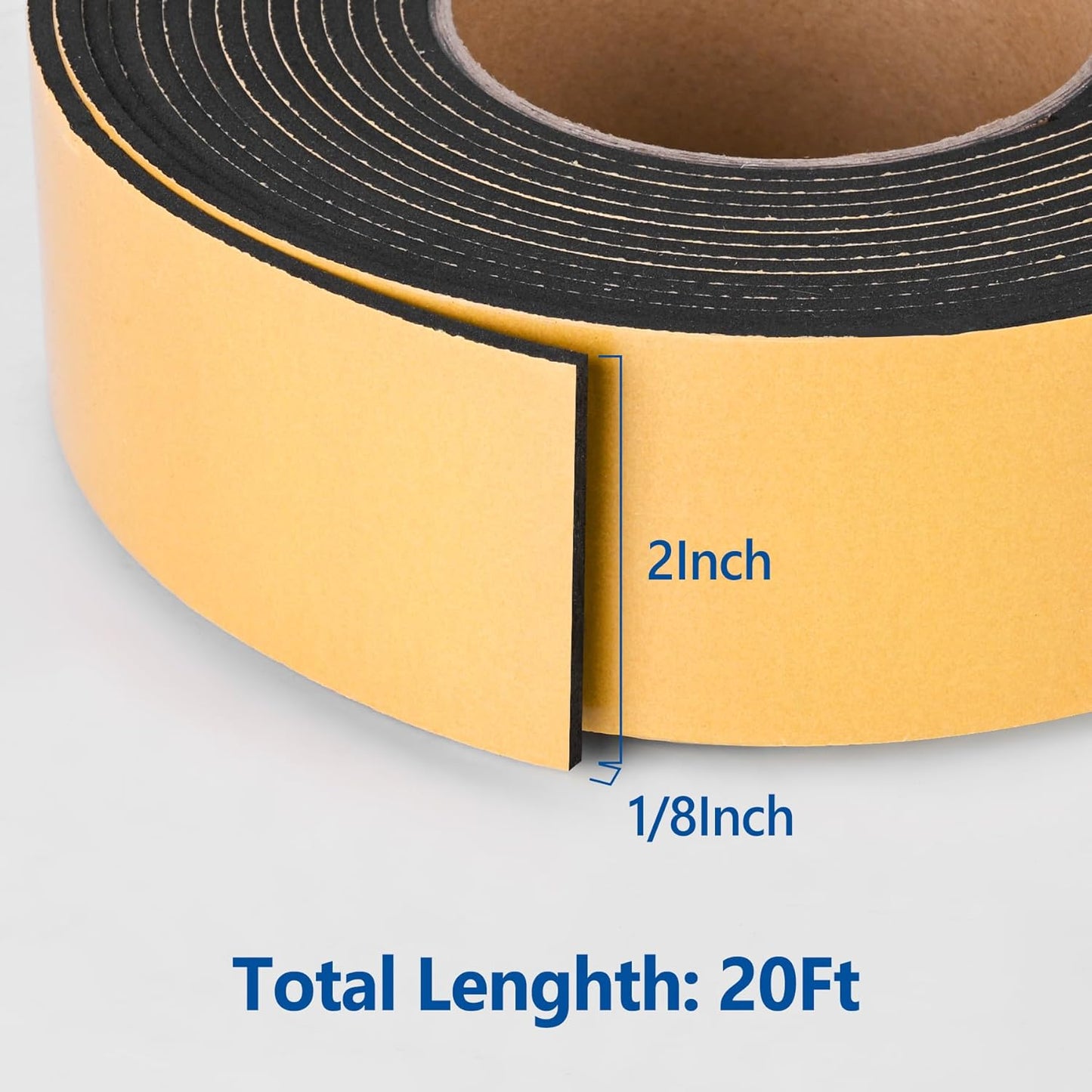 Kikerike Self Adhesive Foam Tape Weatherstrip 1/2In x 1/4In x 16.5Ft High Density Foam Insulation Strips Seal Weather Stripping with Strong Adhesive for Door and Window Sound Isolation Soundproofing