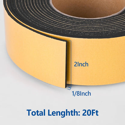 Kikerike Self Adhesive Foam Tape Weatherstrip 1/2In x 1/4In x 16.5Ft High Density Foam Insulation Strips Seal Weather Stripping with Strong Adhesive for Door and Window Sound Isolation Soundproofing