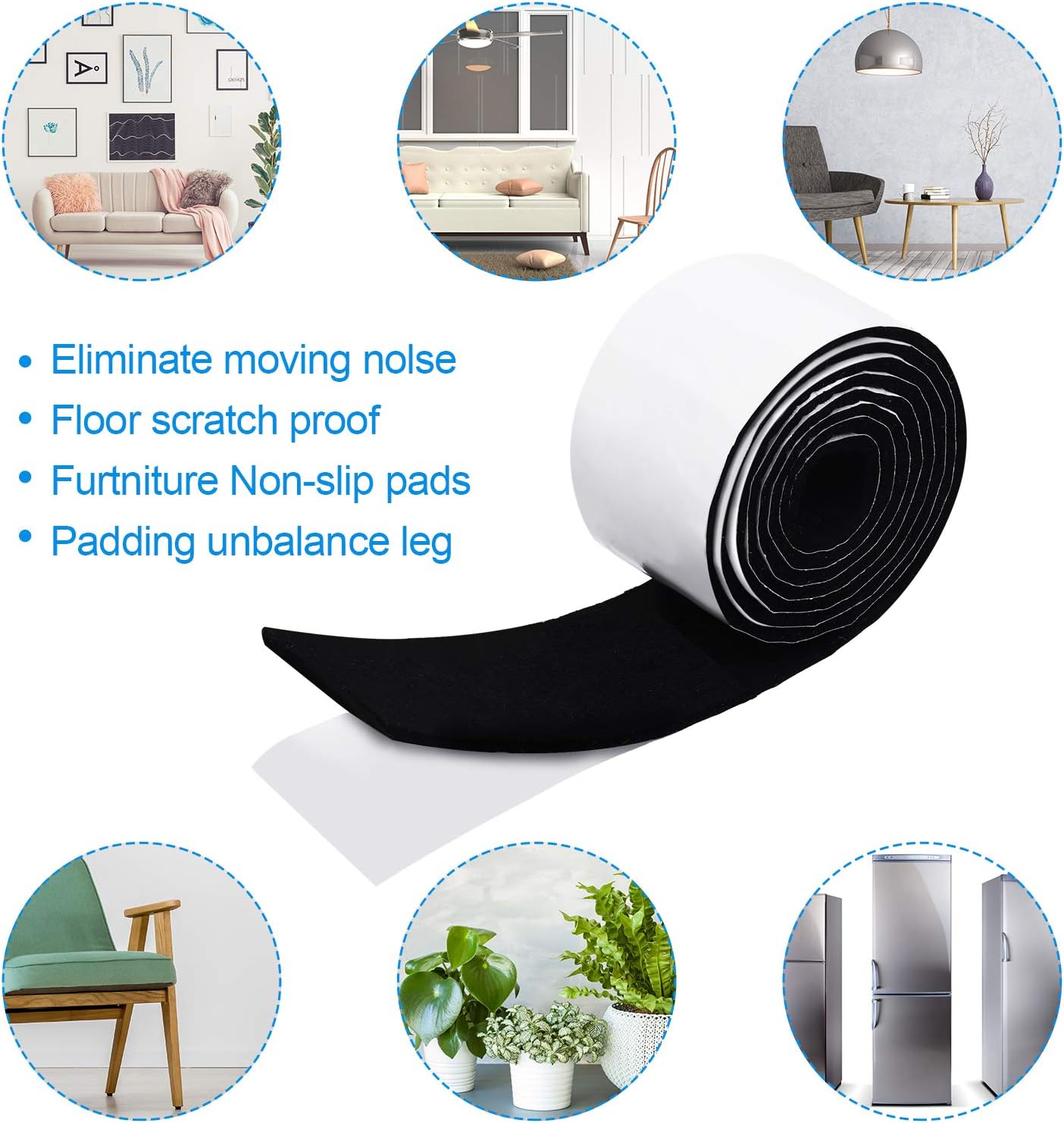 Shappy 2 Packs 120 x 2 x 0.12 Inch Felt Strips with Adhesive Backing Felt Tape Roll Non Slip Self Adhesive Cuttable Furniture Pads for Protecting Hardwood Floors, Chairs, Wall(Dark Brown)