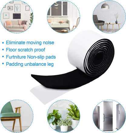 Shappy 2 Packs 120 x 2 x 0.12 Inch Felt Strips with Adhesive Backing Felt Tape Roll Non Slip Self Adhesive Cuttable Furniture Pads for Protecting Hardwood Floors, Chairs, Wall(Dark Brown)