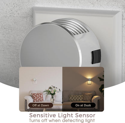 Briignite Night Lights Plug into Wall [2 Pack], White Night Light Dusk to Dawn Sensor Nightlight, Brightness Adjustable 3000K Soft White, Plug in Night Light for Bedroom, Hallway, Stairs, Kitchen