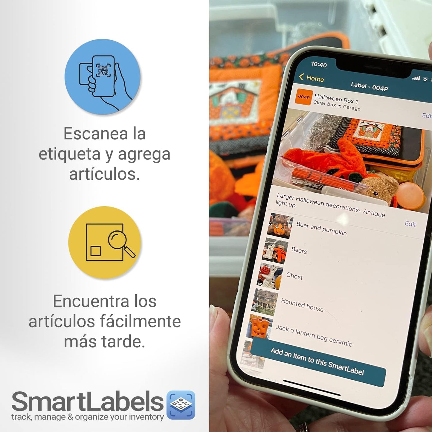 Smart Labels QR Code Stickers with AI Photo Analysis App - Auto-Creates Item Descriptions - No Typing - Made in USA - QR Code Labels for Storage & Inventory Tracking, Organization & Moving, Pack of 48