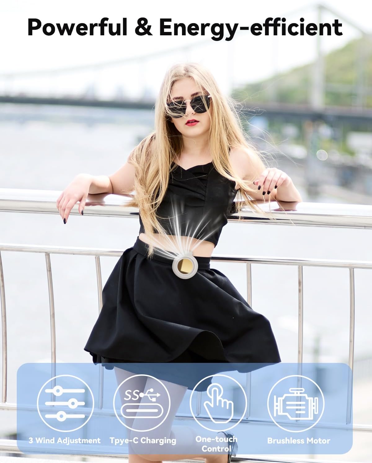 Portable Silent Mini Bladeless Fan Clip On, Small Fan Clip on for Shirt & Waist, Adjustable 3-Speed Suspended Whirlwind Fans, For Outdoor & Travel & Office, Travel Accessories, Gift (Black)