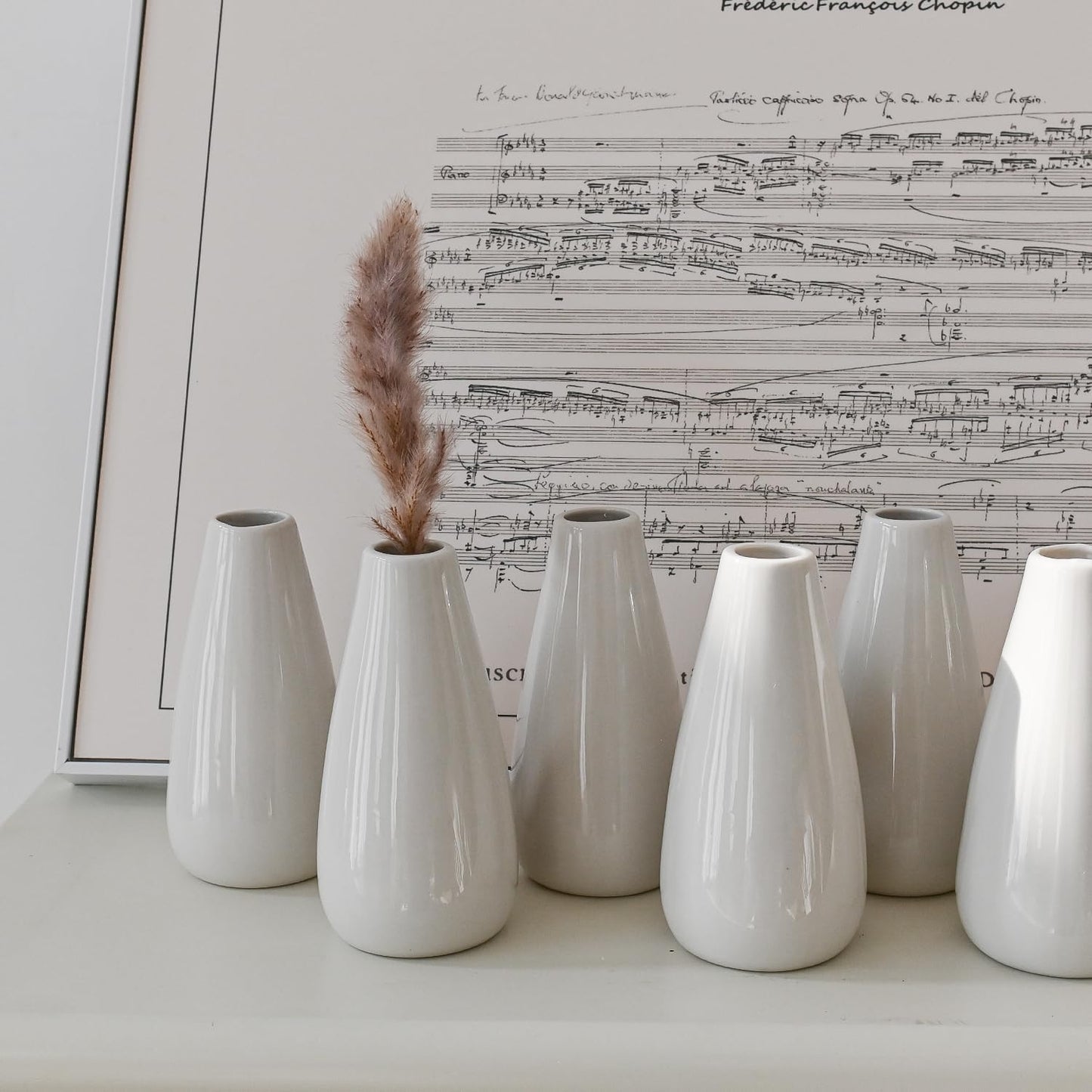 Modern Small Flower Vases 8 Pack - Ceramic, White