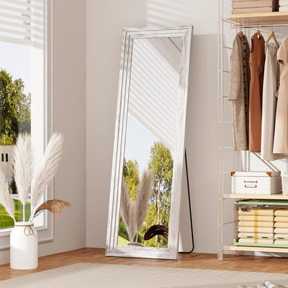 ZHUNFA Full Length Mirror, 71x32 Inch Full Length Mirror Wall Mounted | Vertical Hanging, Leaning Standing for Bedroom, Living Room, Rectangular Wooden Frame, Log Color.